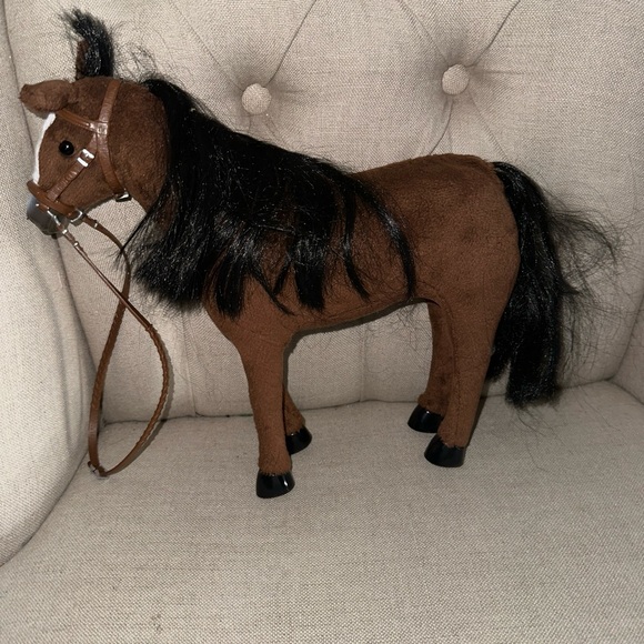 Enkomy Miniature Horse Figures, Plastic Horse Toy, Simulation Brown Horse With Rider Figure And Saddle, Removable Animal Figure Collection Model Toy